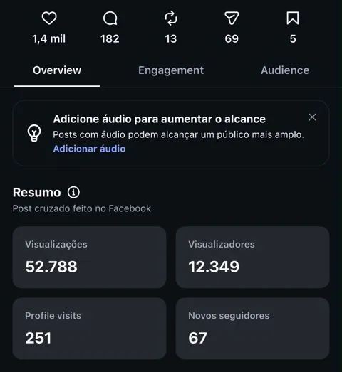 print real de insights do instagram: outro conteúdo